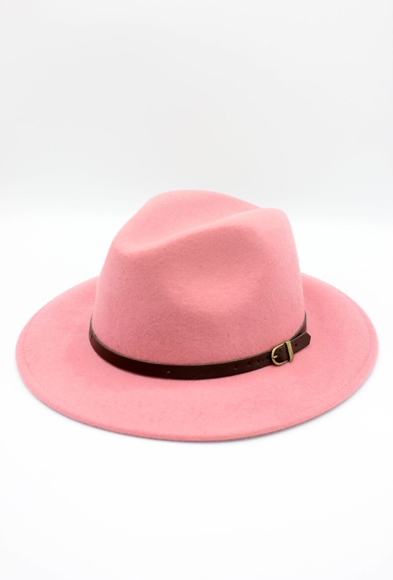 Grossiste Hologramme Paris - Chapeau Fedora en laine classique avec ceinture constrastante marron