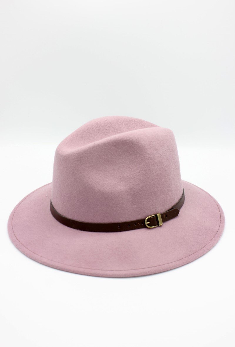 Grossiste Hologramme Paris - Chapeau Fedora en laine classique avec ceinture constrastante marron