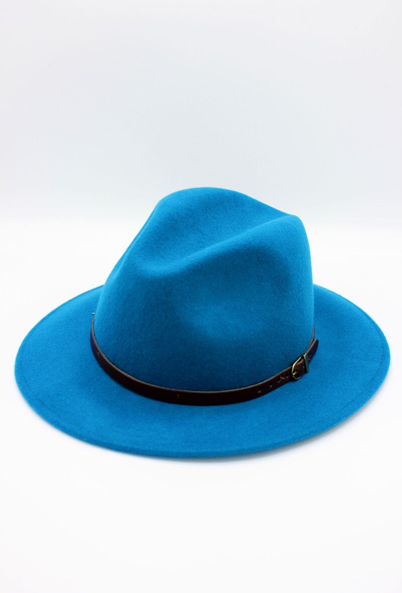 Grossiste Hologramme Paris - Chapeau Fedora en laine classique avec ceinture constrastante marron
