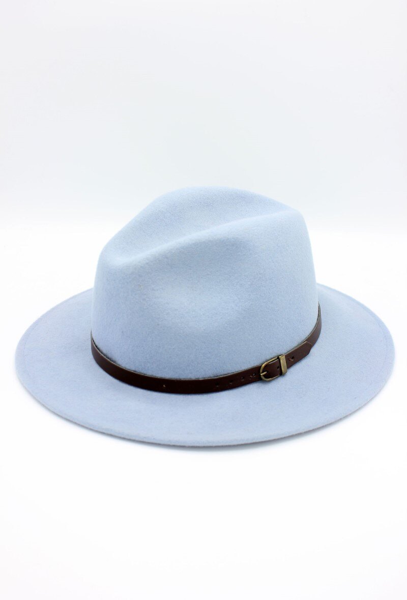 Grossiste Hologramme Paris - Chapeau Fedora en laine classique avec ceinture constrastante marron