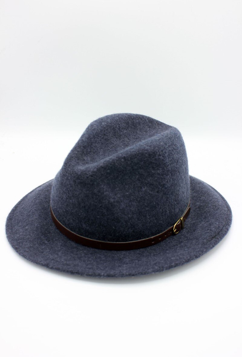 Grossiste Hologramme Paris - Chapeau Fedora en laine classique avec ceinture constrastante marron