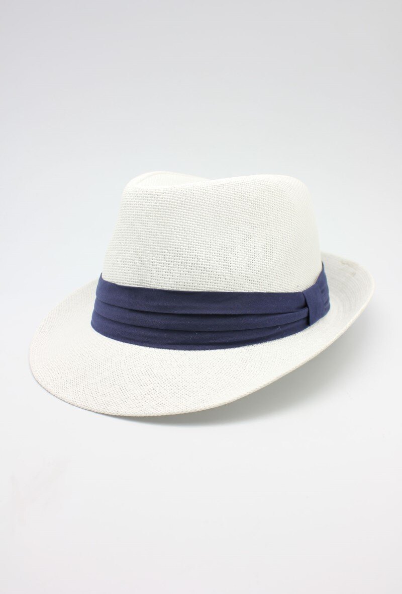 Grossista Hologramme Paris - Cappelli a falda piccola in carta con nastro Marina