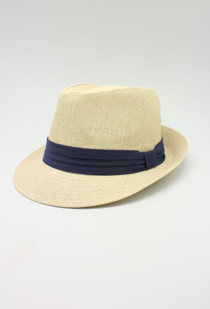 Wholesaler Hologramme Paris - Navy small ribbon brimmed paper hat