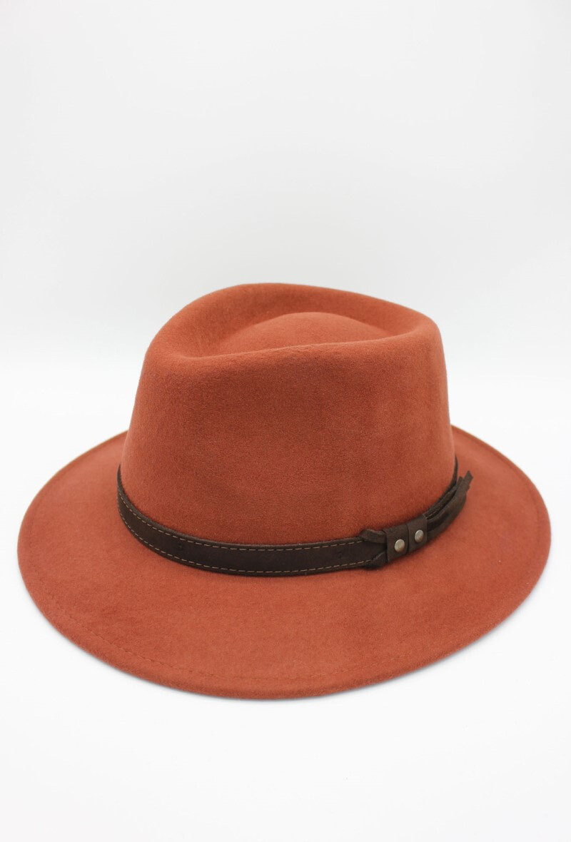 Wholesaler Hologramme Paris - Italian fedora in classic pure wool with leather belt