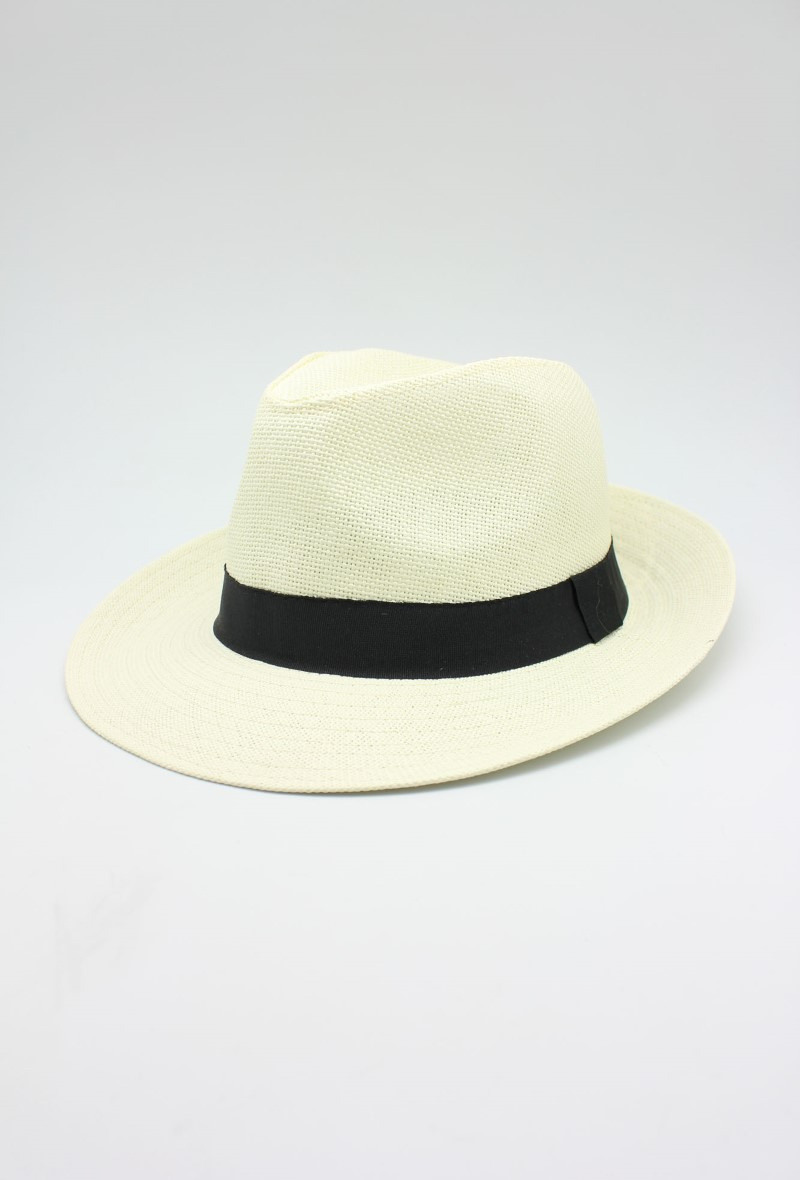 Wholesaler Hologramme Paris - Wide brimmed paper hat with black Gros Grain