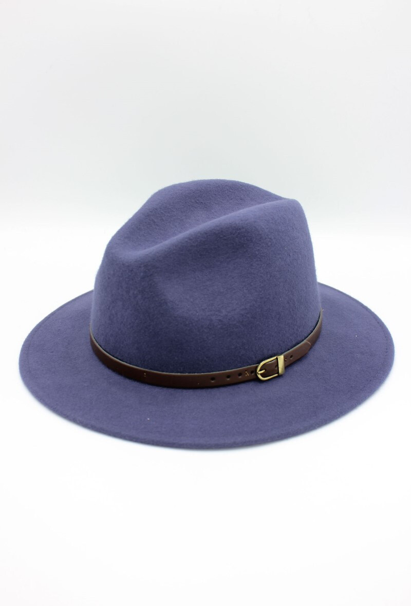 Wholesaler Hologramme Paris - Italian fedora in classic pure wool with leather belt