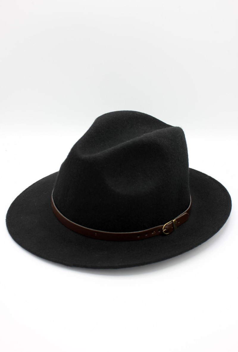 Großhändler Hologramme Paris - Italienischer Fedora in reiner neuer Wolle. 02 Schwarz