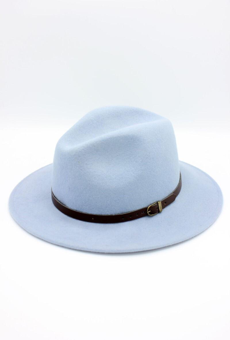 Wholesaler Hologramme Paris - Italian fedora in classic pure wool with leather belt