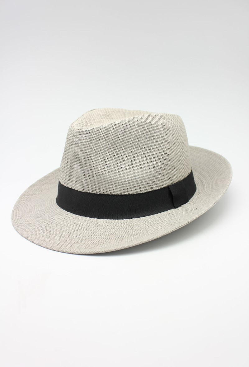 Wholesaler Hologramme Paris - Wide brimmed paper hat with black Gros Grain