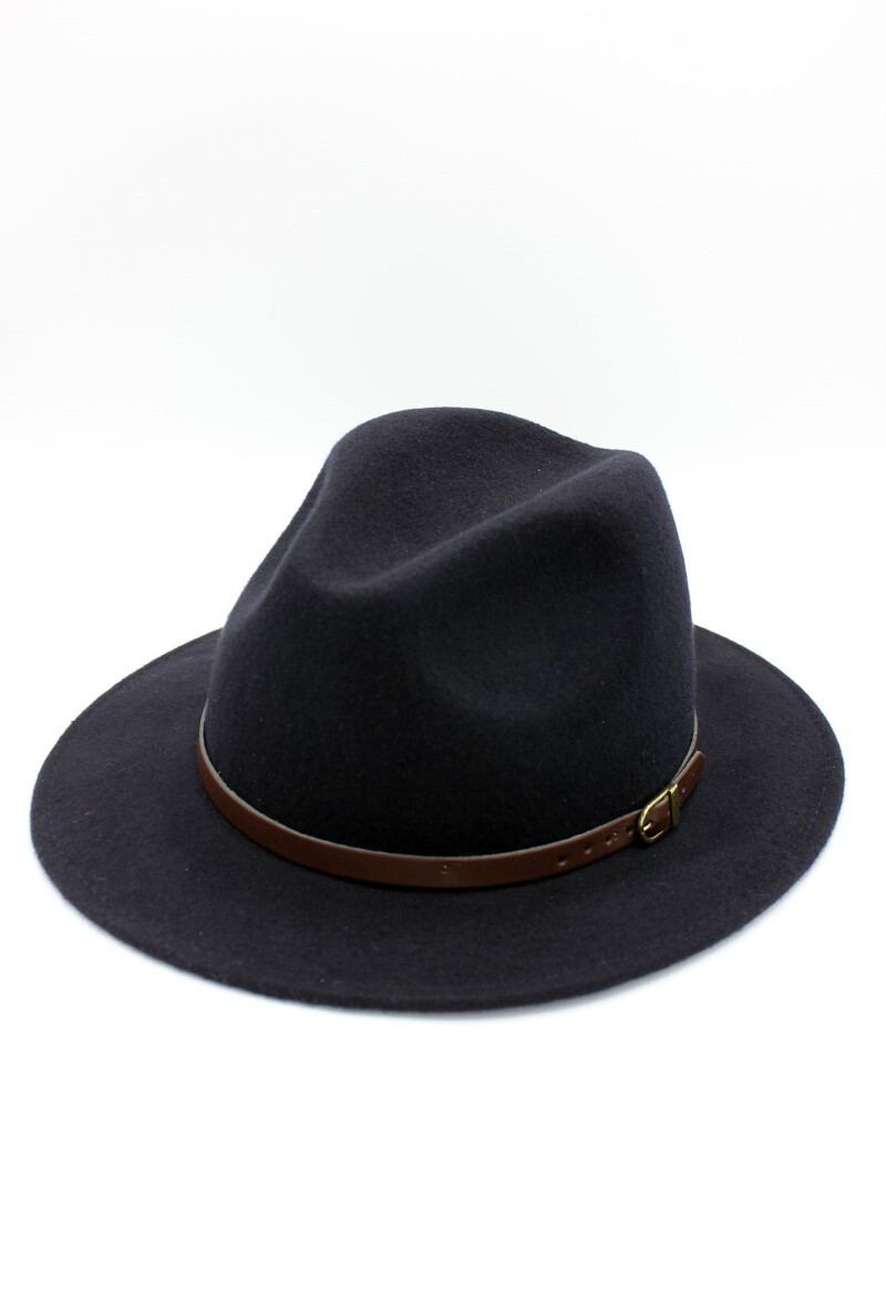 Wholesaler Hologramme Paris - Italian fedora in classic pure wool with leather belt