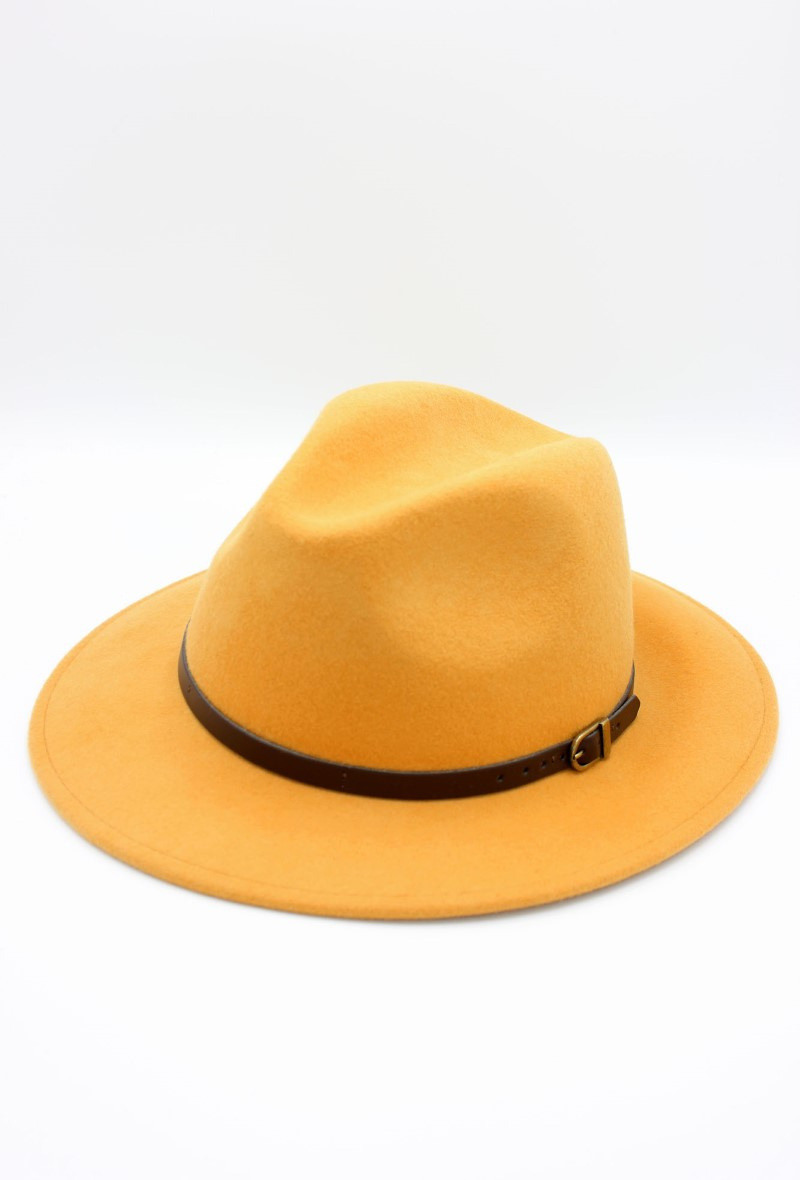 Großhändler Hologramme Paris - Italienischer Fedora in reiner neuer Wolle. 02 Senape