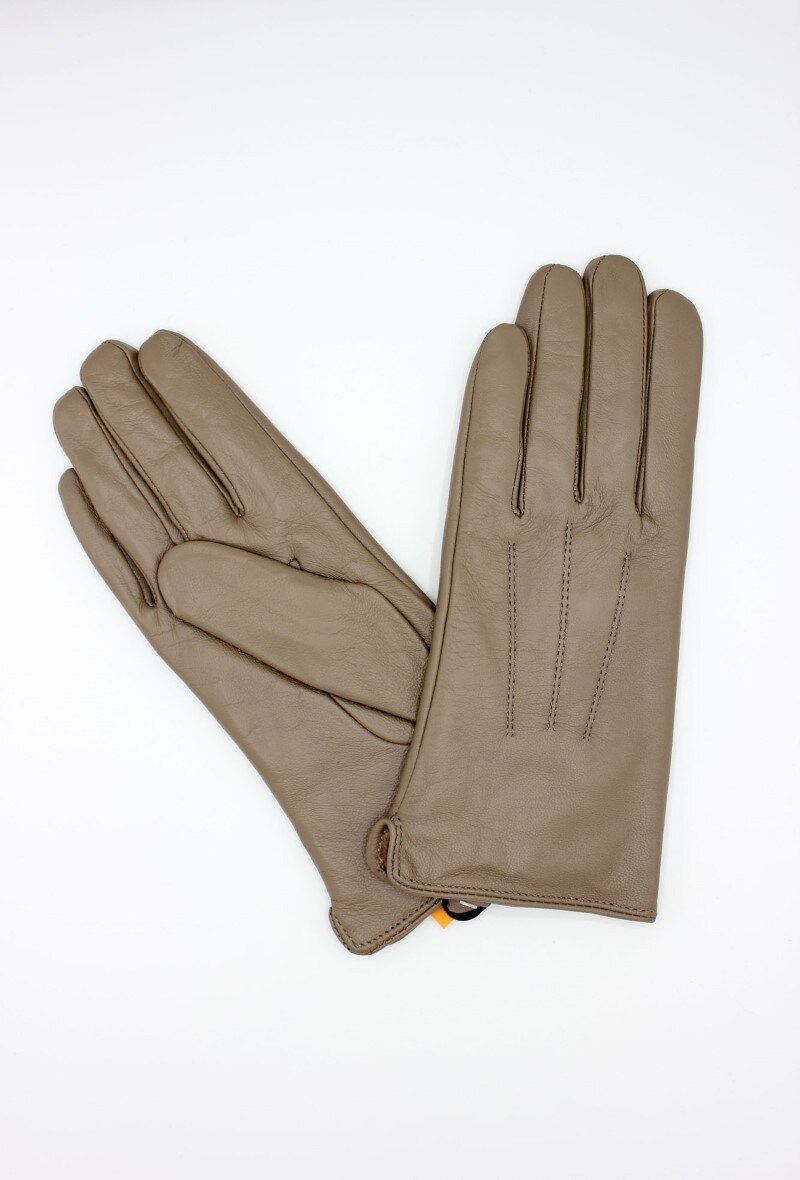 Großhändler Hologramme Paris - Klassische Lederhandschuhe mit Fleecefutter 17120 Taupe