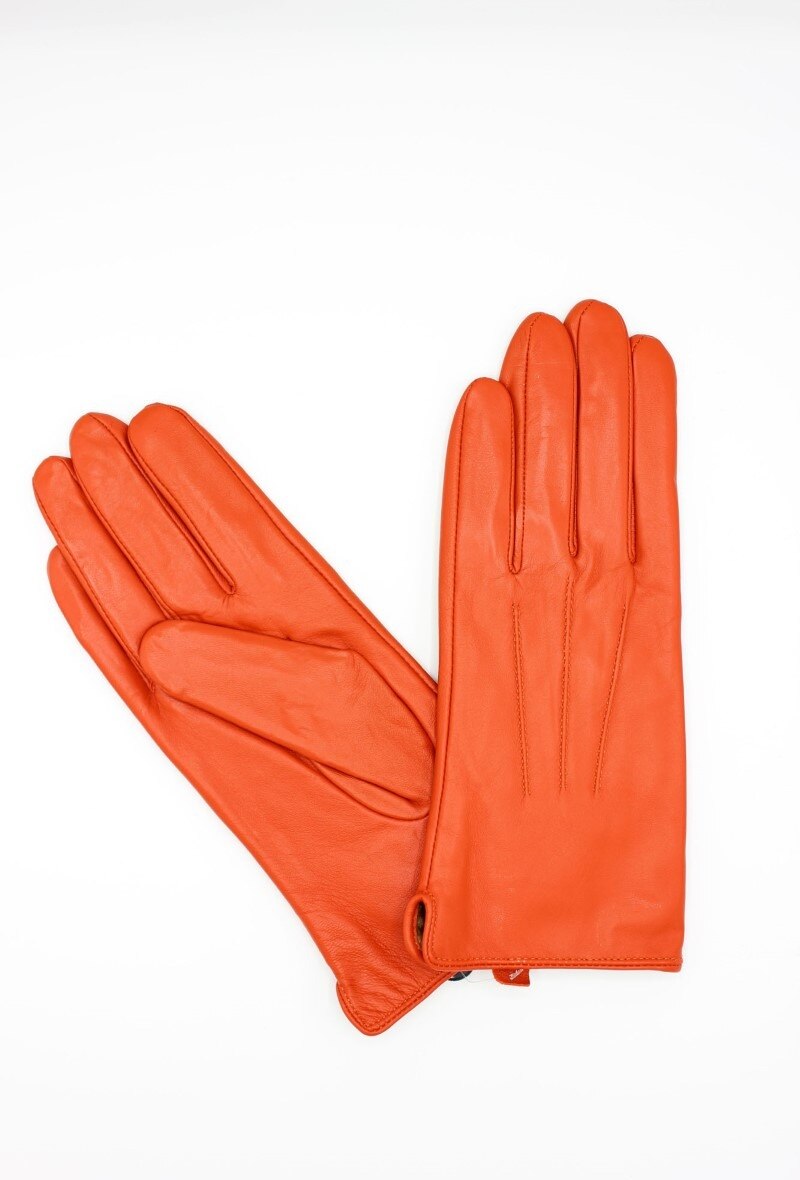 Großhändler Hologramme Paris - Klassische Lederhandschuhe mit Fleecefutter 17120 Orange