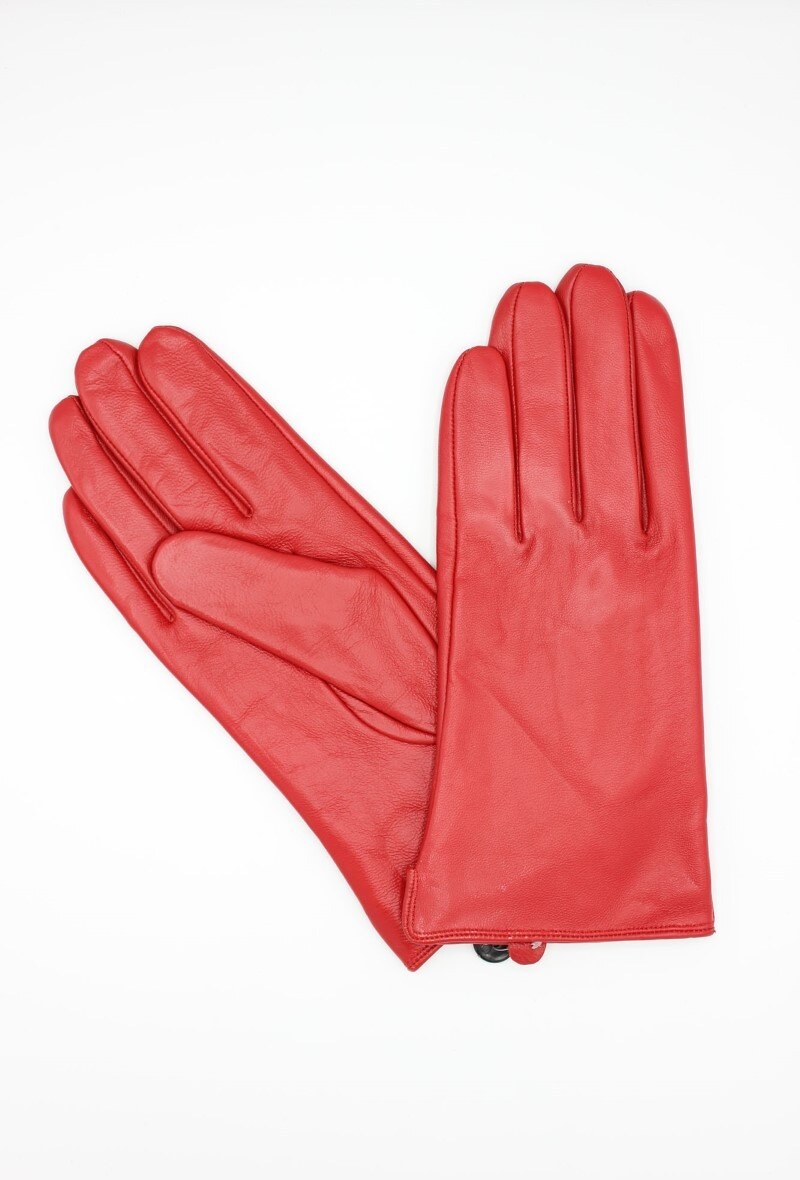 Grossiste Hologramme Paris - Gants en cuir Classique doublé Polaire 17121 Rouge