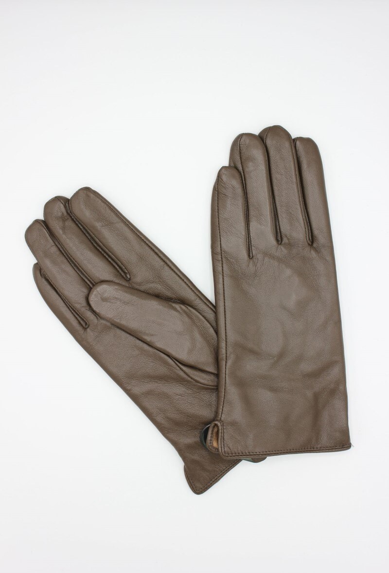 Grossiste Hologramme Paris - Gants en cuir Classique doublé Polaire 17121 Marron