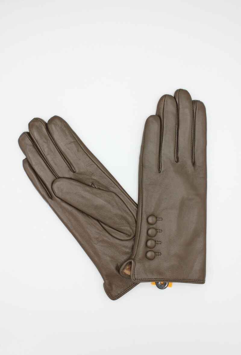 Grossiste Hologramme Paris - Gants en cuir Classique doublé Polaire 17122 Marron