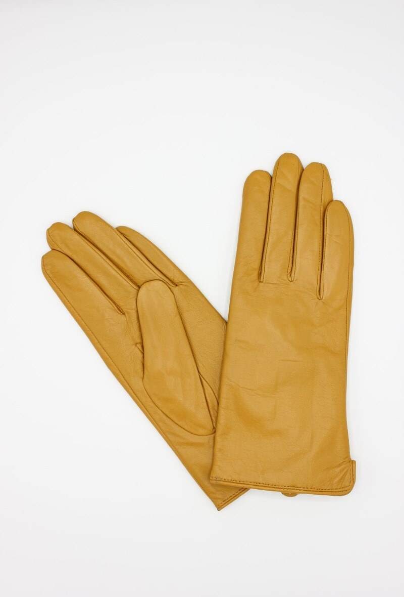 Grossiste Hologramme Paris - Gants en cuir Classique doublé Polaire 17121 Moutarde