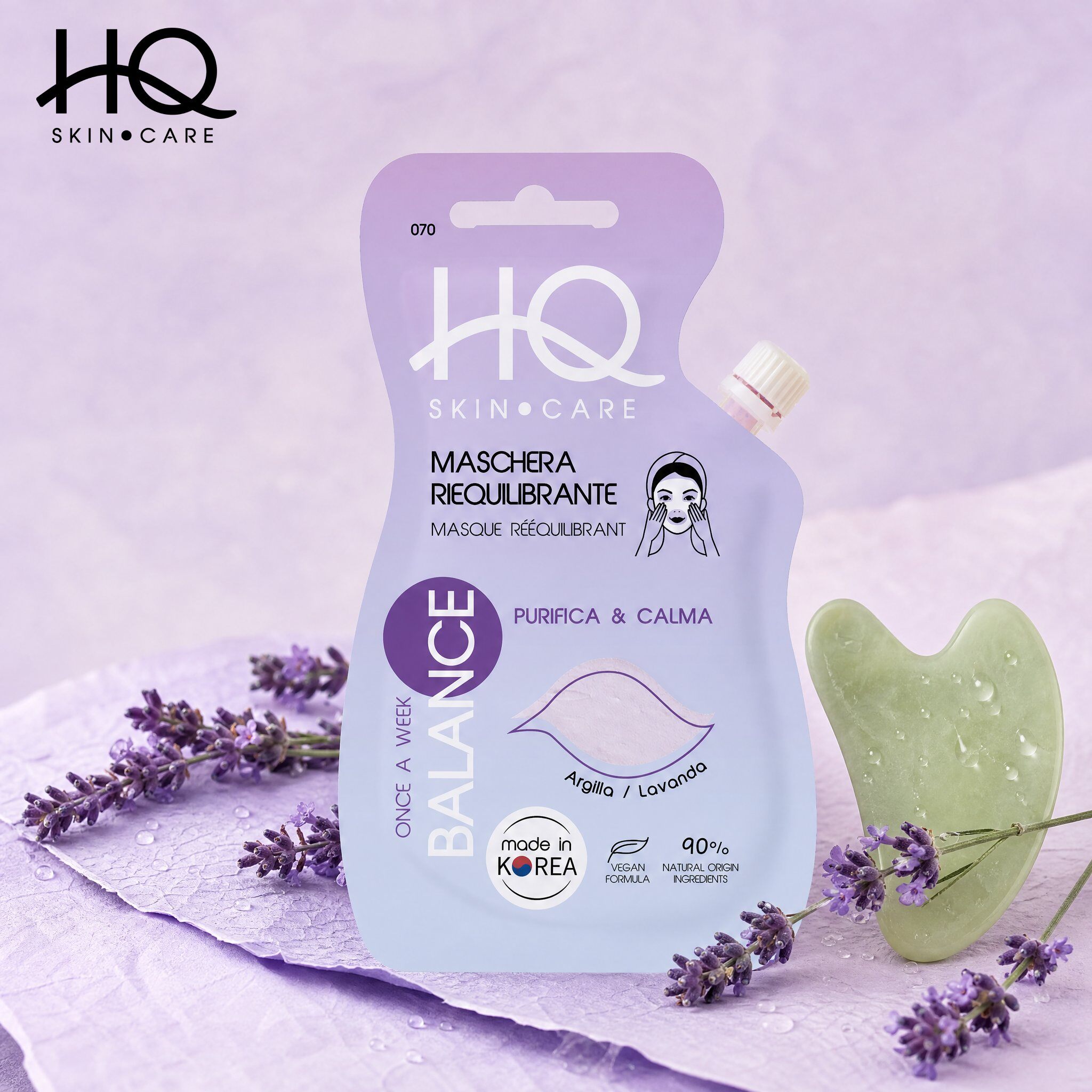 Mayorista HQ - HQ Mascarilla Facial de Tela Reequilibrante - Arcilla y Lavanda - Hecho en Corea