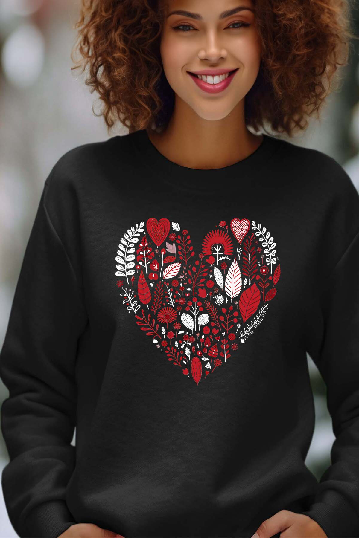 Grossiste I.A.L.D FRANCE - Coeur feuille - Sweat Col Rond Femme