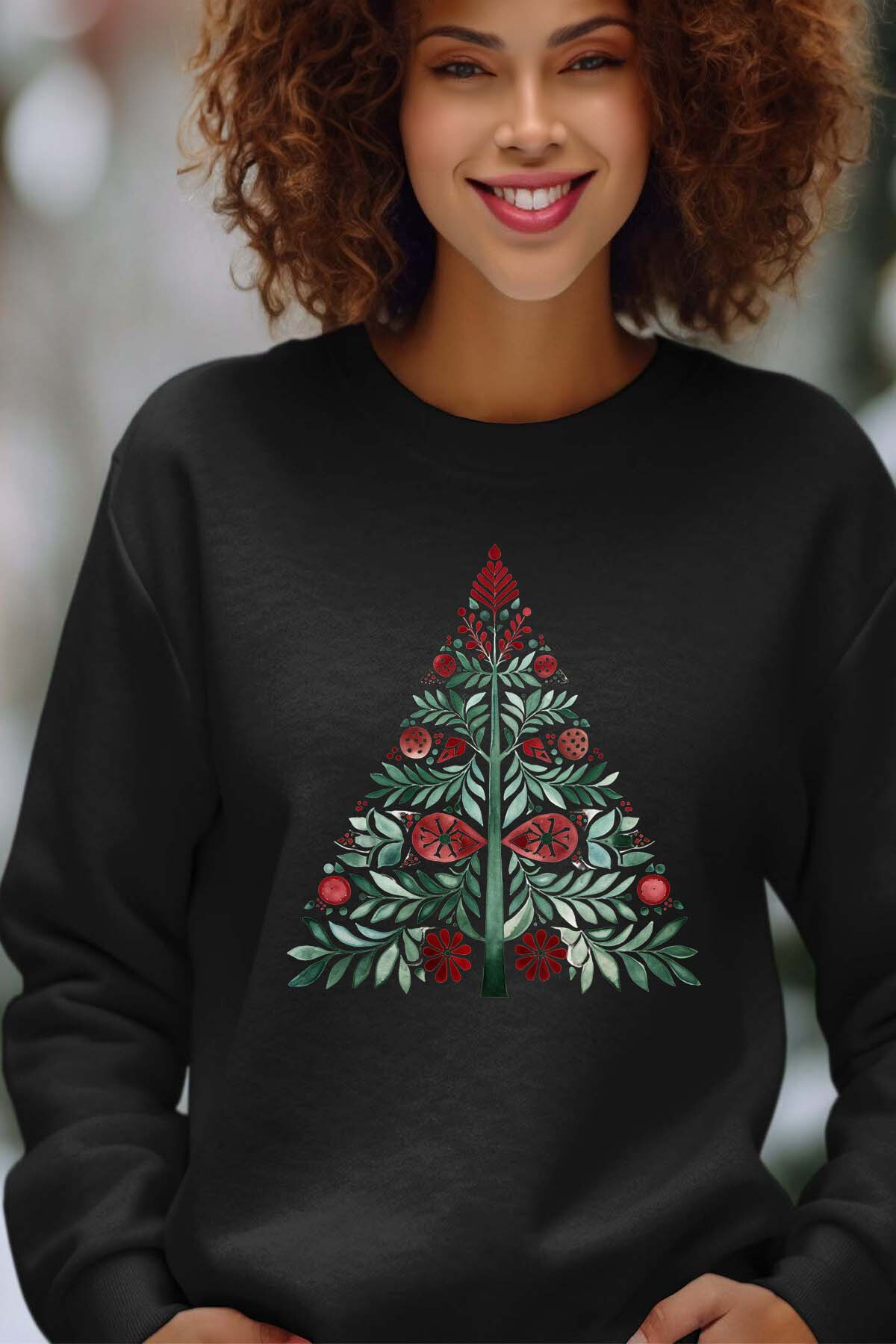 Grossiste I.A.L.D FRANCE - Sapin red green - Sweat Col Rond Femme