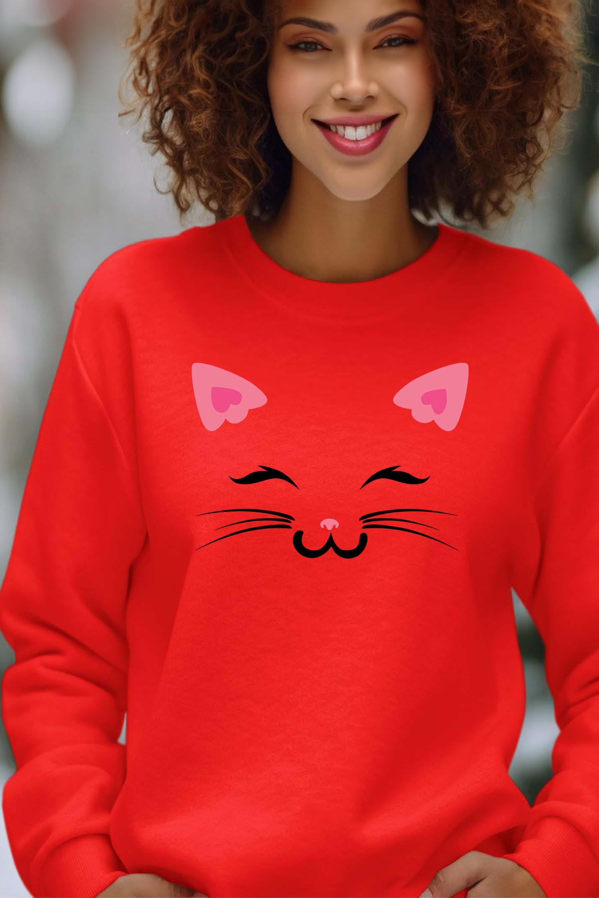 Mayorista I.A.L.D FRANCE - Cat de cara rosa - sudadera de cuello redondo para mujeres