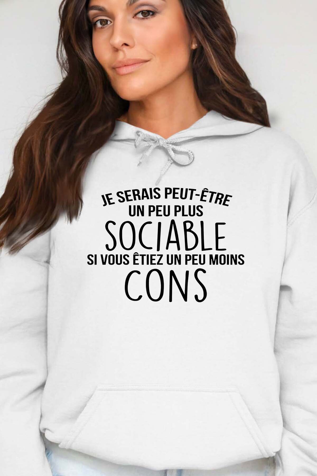 Grossiste I.A.L.D FRANCE - Sociable Moins con - Sweat Capuche Femme