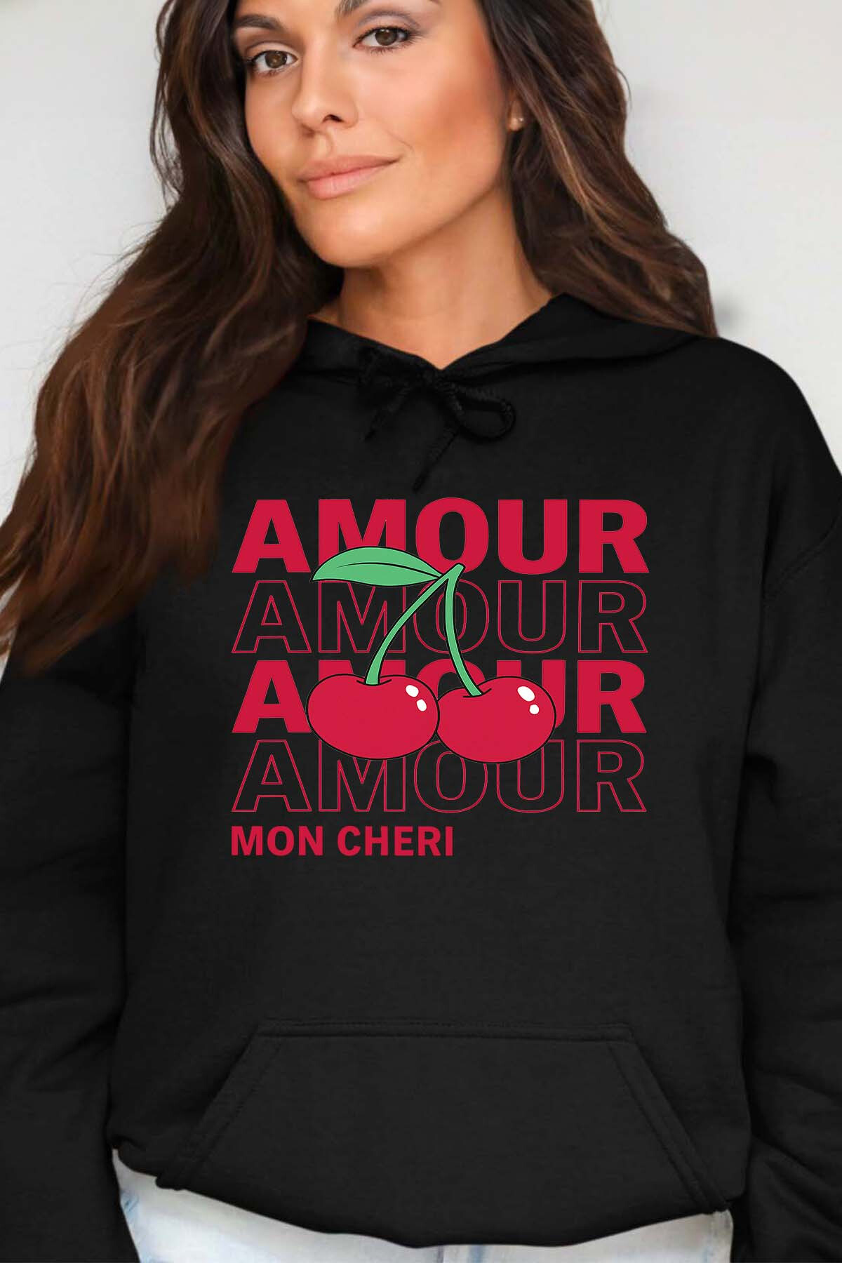 Mayorista I.A.L.D FRANCE - amour cerise - Sudadera con capucha para mujer