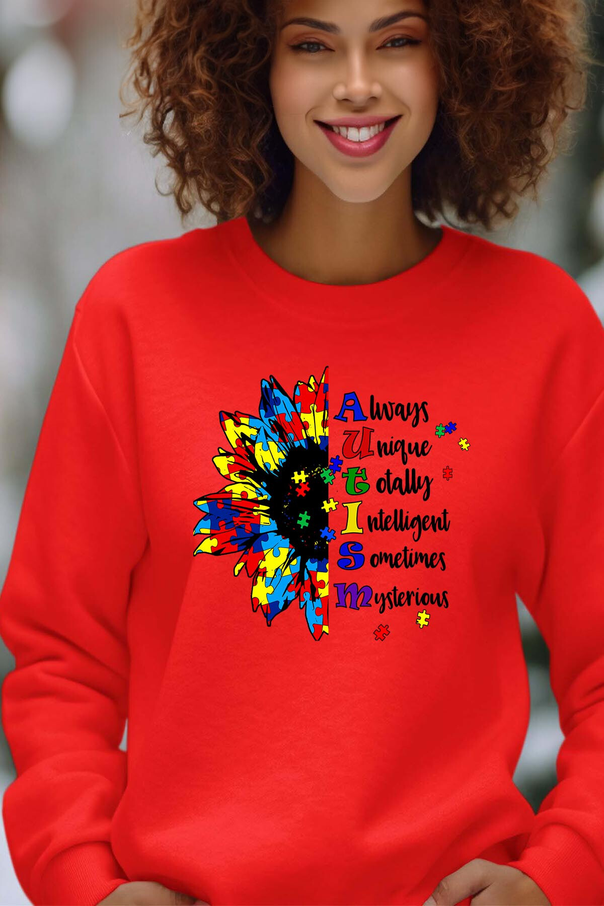 Großhändler I.A.L.D FRANCE - Autismus Sonnenblume - Runde Nacken -Sweatshirt von Frauen