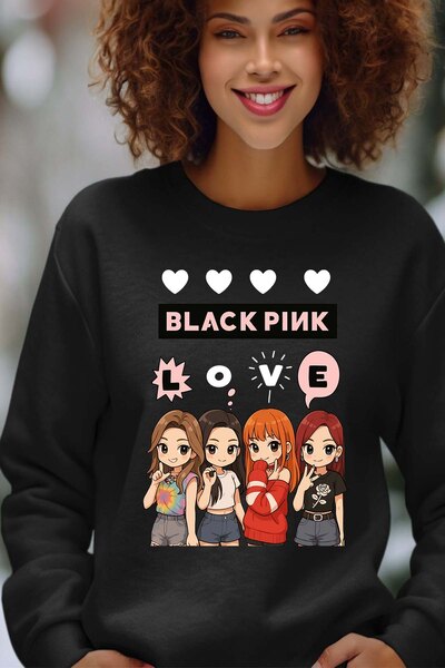 Grossiste I.A.L.D FRANCE - Black Pink Love - Sweat Col Rond Femme Grossiste I.A.L.D FRANCE - Black Pink Love - Sweat Col Rond Femme
