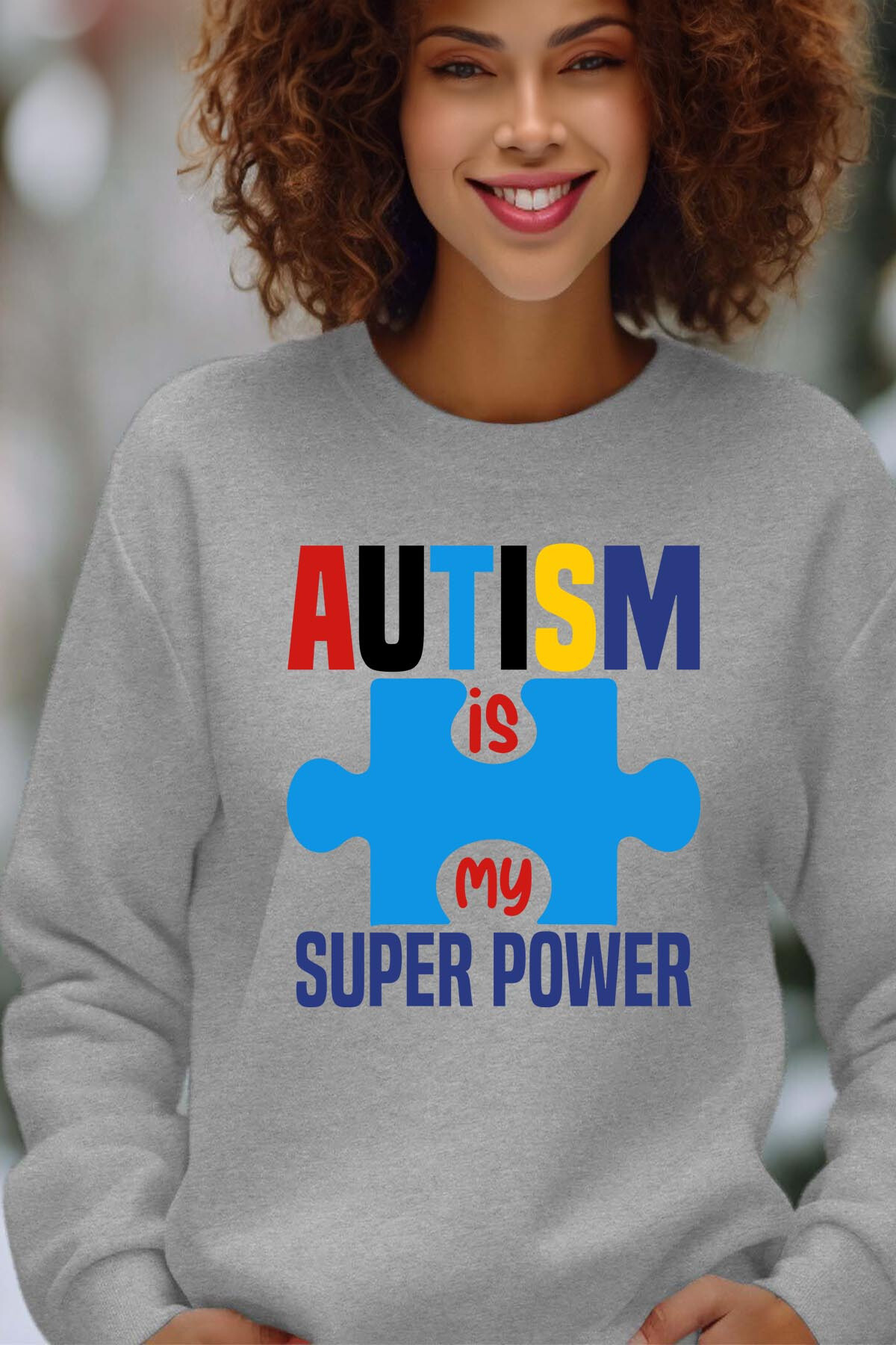 Großhändler I.A.L.D FRANCE - Autismus Super Power - Runde Nacken -Sweatshirt von Frauen