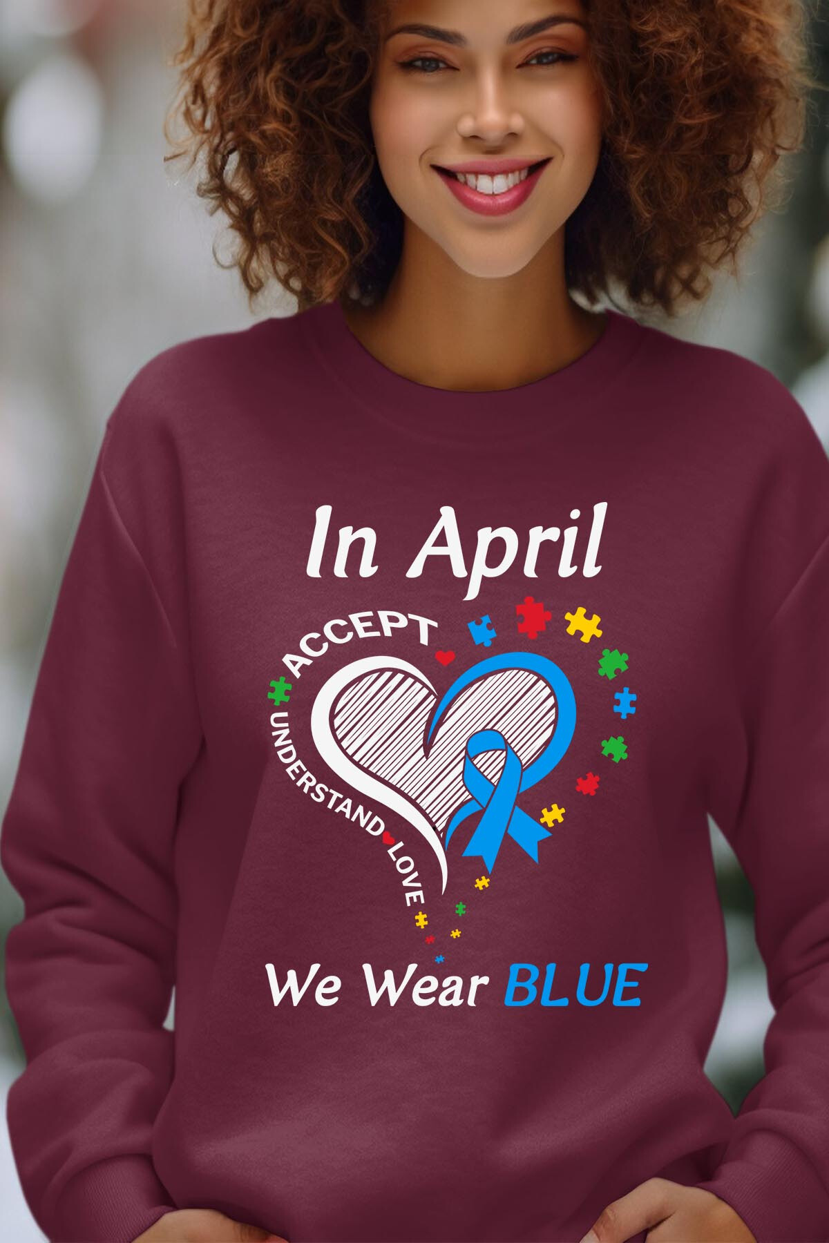 Großhändler I.A.L.D FRANCE - Herzblau - Rundes Hals -Sweatshirt von Frauen -