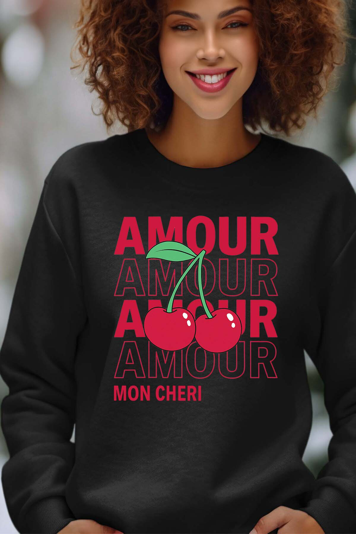 Mayorista I.A.L.D FRANCE - amour cerise - Sudadera de cuello redondo para mujer