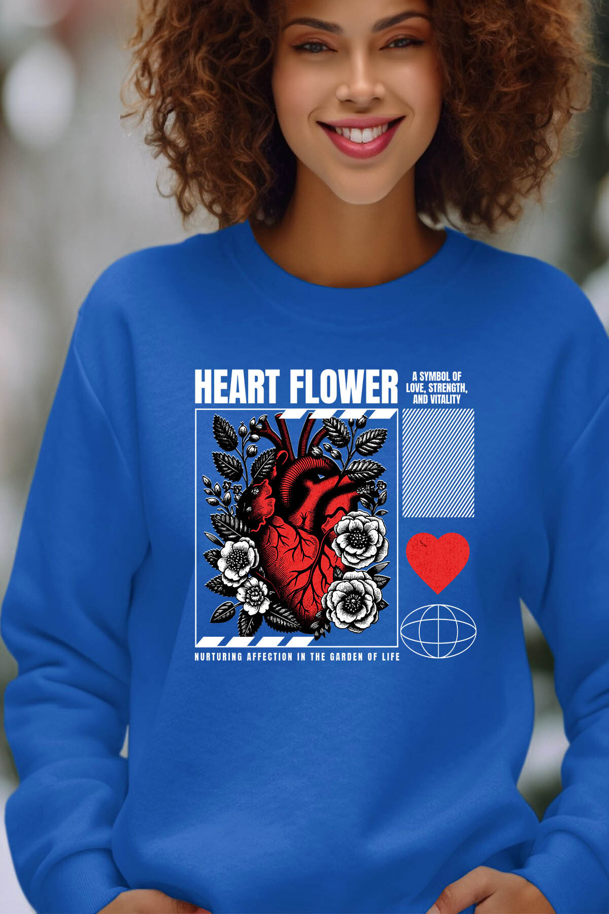 Grossista I.A.L.D FRANCE - Heart Flower - Felpa per collo rotondo delle donne