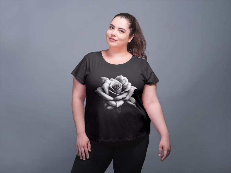 Grossiste I.A.L.D FRANCE - Tee shirt femme grande taille col rond / ROSE NOIR ET BLANC