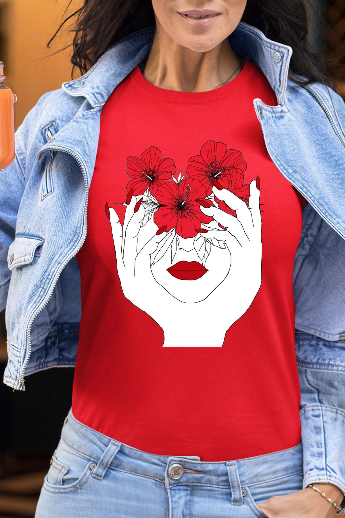 Mayorista I.A.L.D FRANCE - Línea de la mano de la cara - Camiseta mujer