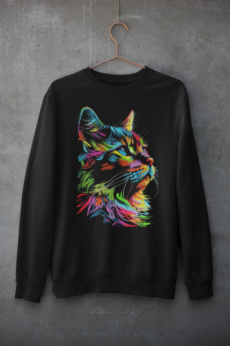 Wholesaler I.A.L.D FRANCE - blue cat round neck sweater