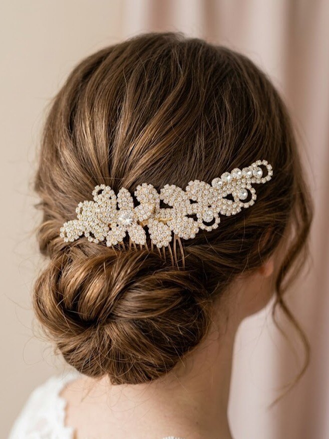 Grossiste I.L JOLI B - Broche peigne à cheveux soirée en métal fantaisie