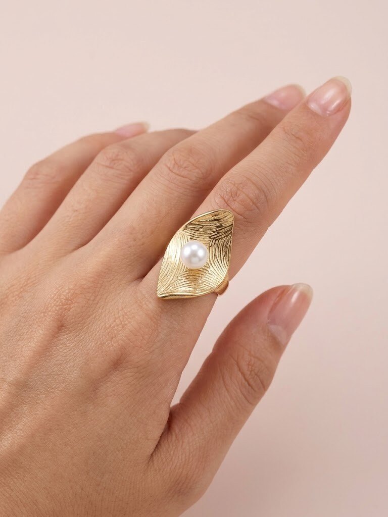 Mayorista I.L JOLI B - Anillo ajustable con perla de acero inoxidable