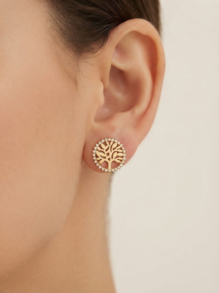 Grossiste I.L JOLI B - Boucle d'oreille arbre de vie en acier inoxydable