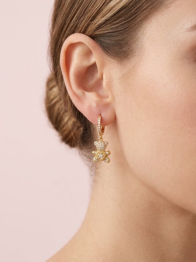 Grossiste I.L JOLI B - Boucle d'oreille mini ourson pendante en acier inoxydable