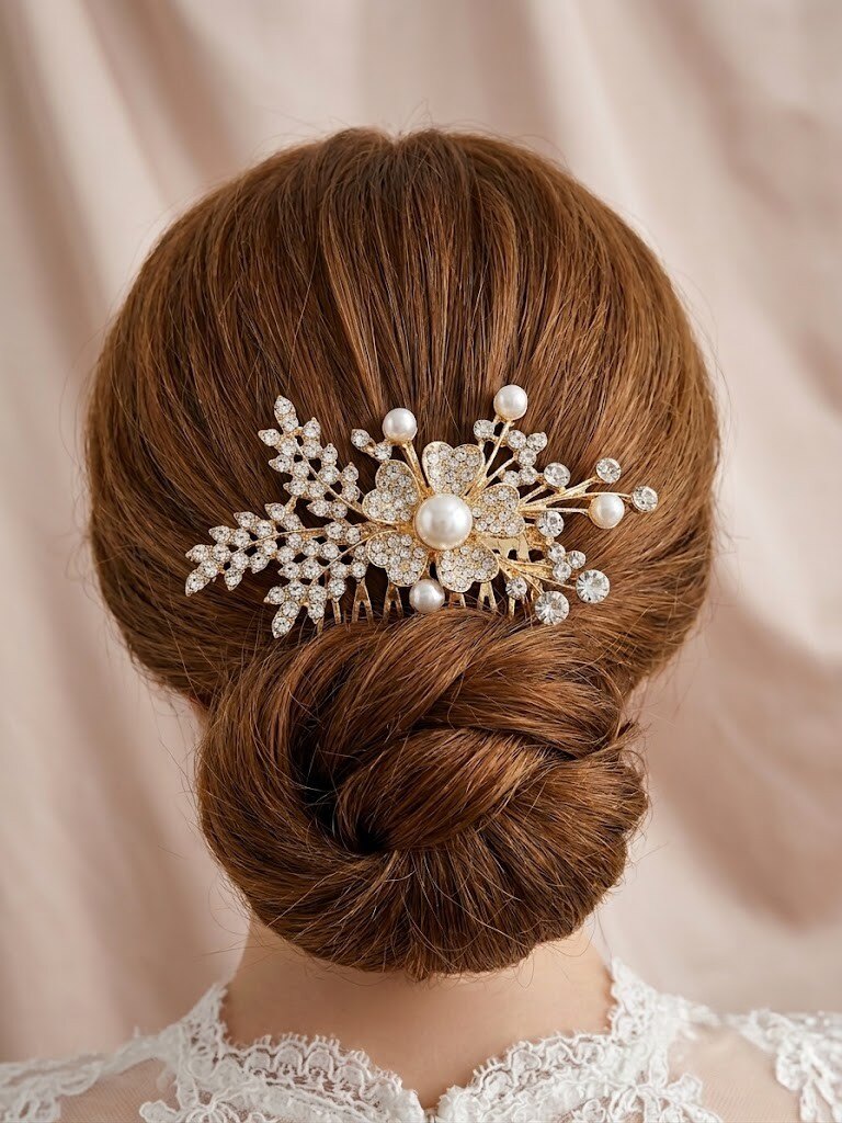 Grossista I.L JOLI B - Spilla Pettine per Capelli in Metallo Fantasia per Matrimonio