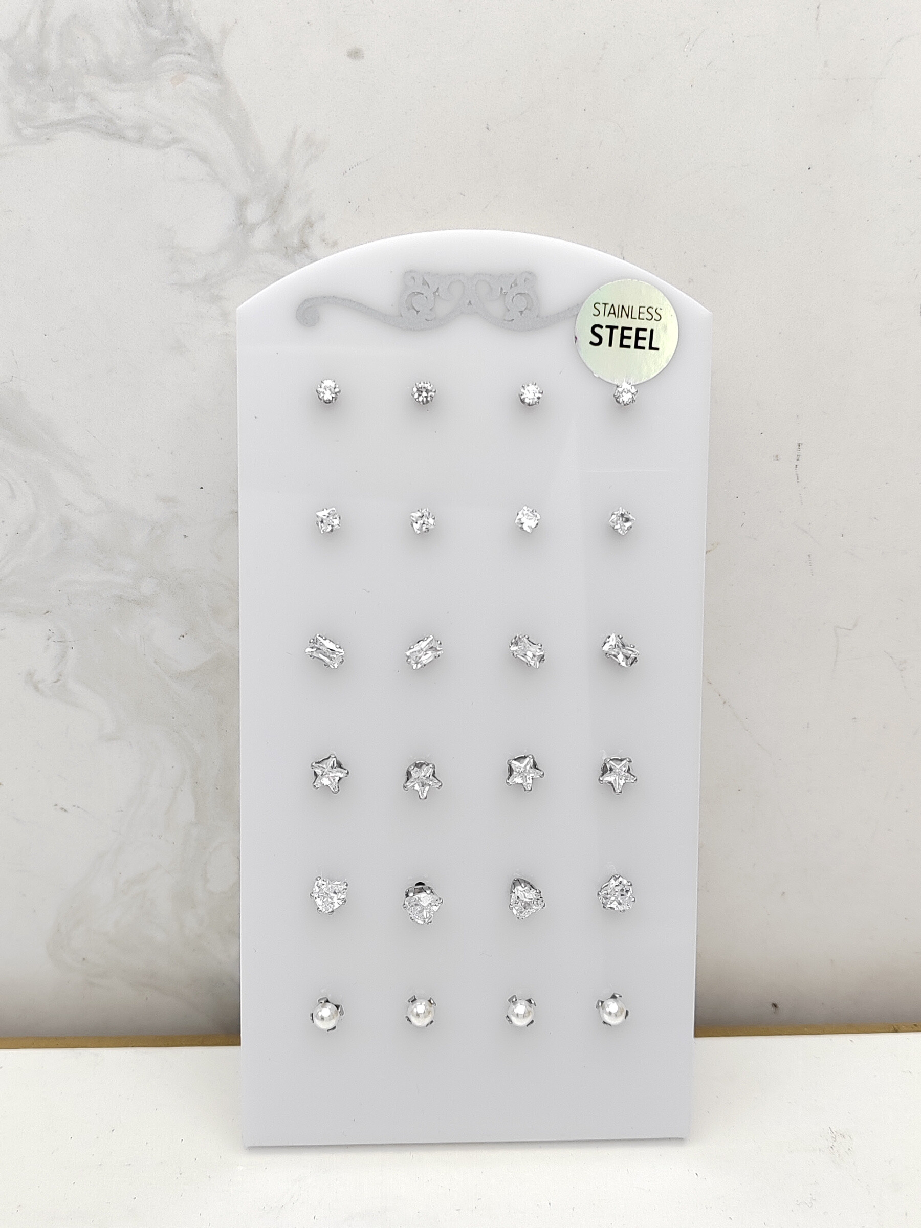 Großhändler I.L JOLI B - 12 Paare geometrischer Ohrring aus rostfreiem Stahl