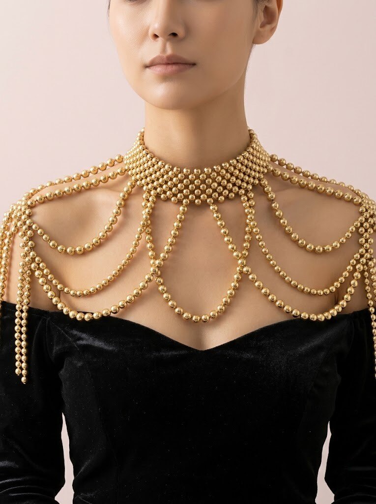 Grossiste I.L JOLI B - Plastron en perle pour soirée en fantaisie