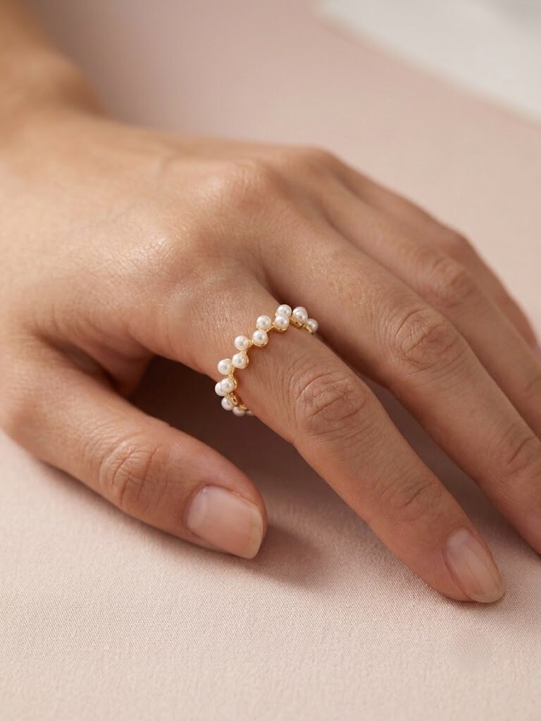 Mayorista I.L JOLI B - Anillo ajustable con perla de acero inoxidable