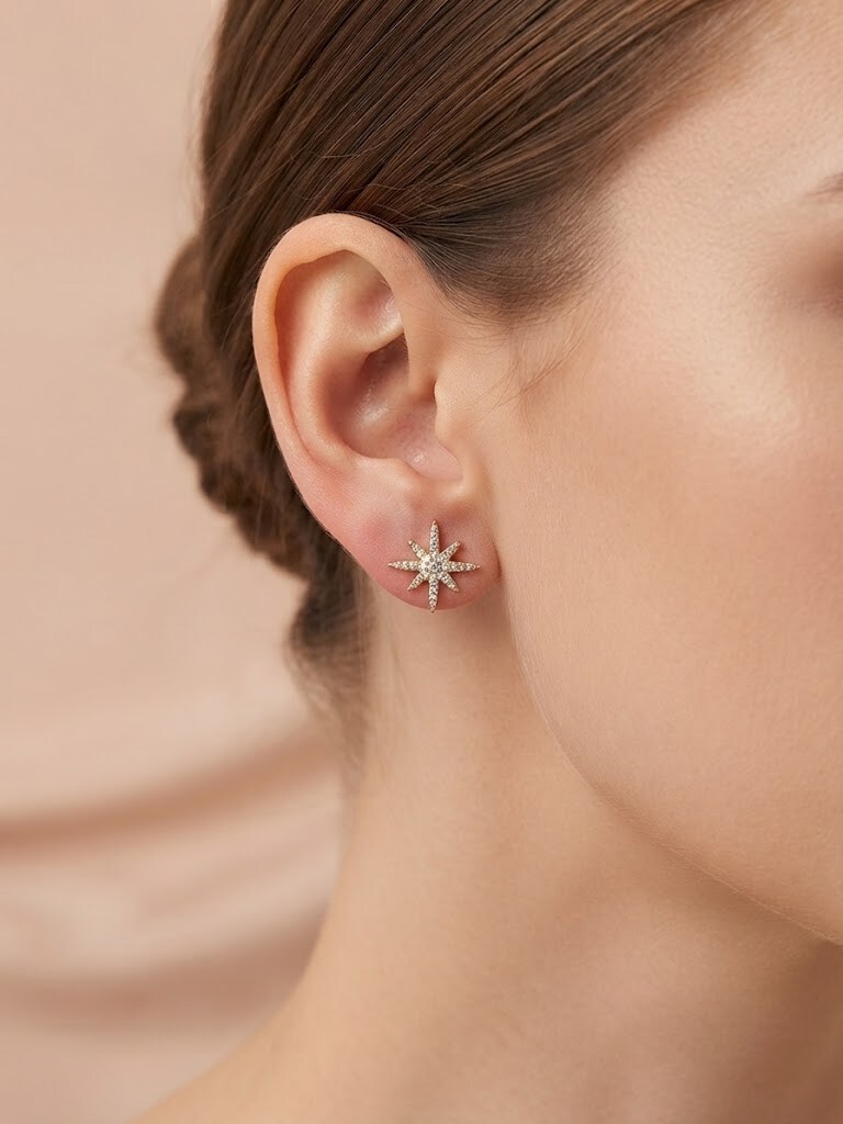 Grossiste I.L JOLI B - Boucle d'oreille étoile en acier inoxydable