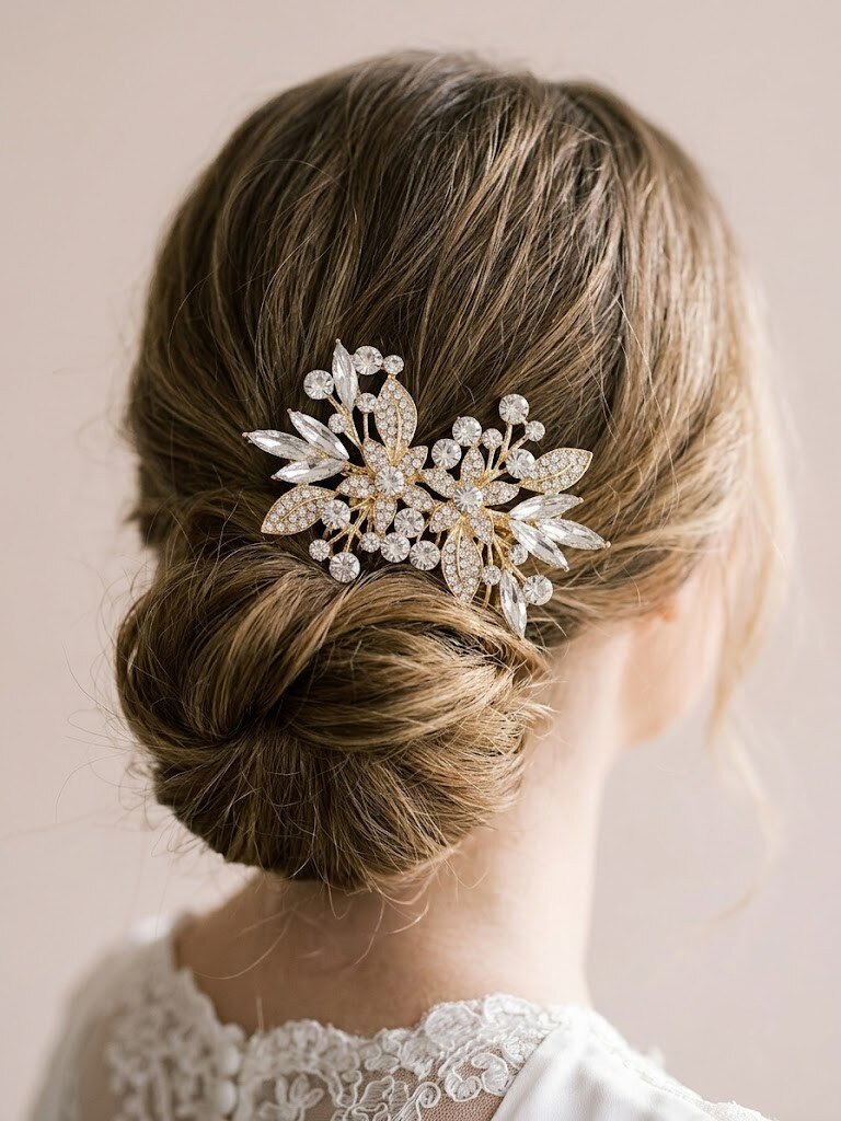 Grossiste I.L JOLI B - Broche Peigne A Cheveux Mariage En Métal Fantaisie