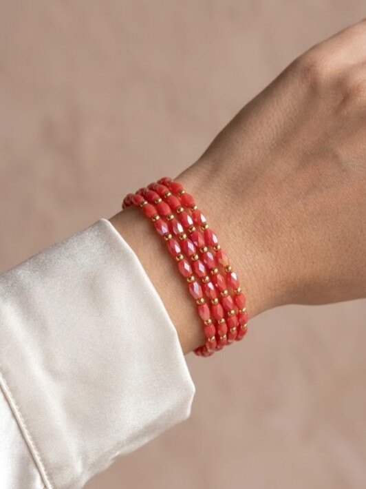 Wholesaler I.L JOLI B - Colorful crystal elastic bracelet in stainless steel