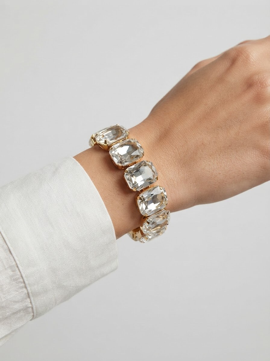 Großhändler I.L JOLI B - Elastisches Armband aus mehrfarbigem Glas in fantasievollem Metall