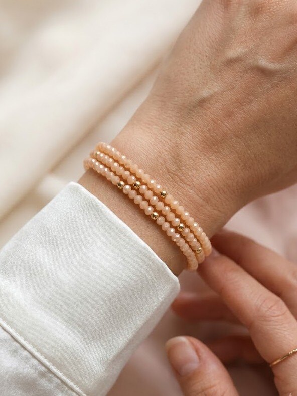 Wholesaler I.L JOLI B - Colorful crystal elastic bracelet in stainless steel