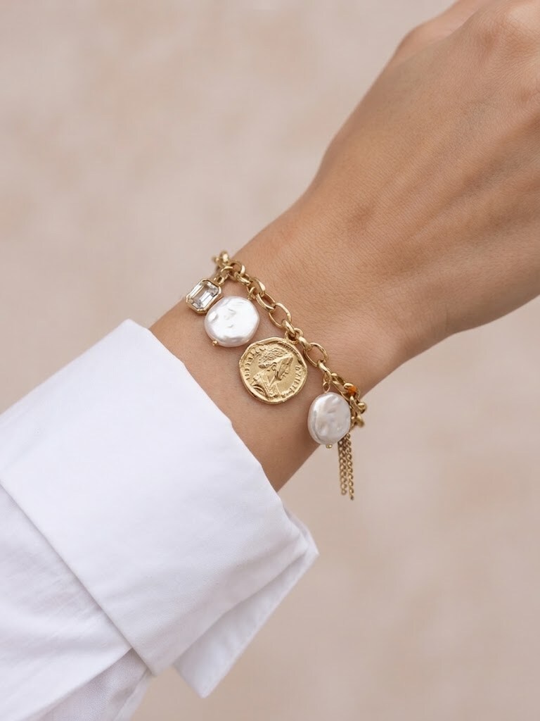 Grossista I.L JOLI B - Bracciale con ciondoli in acciaio inossidabile